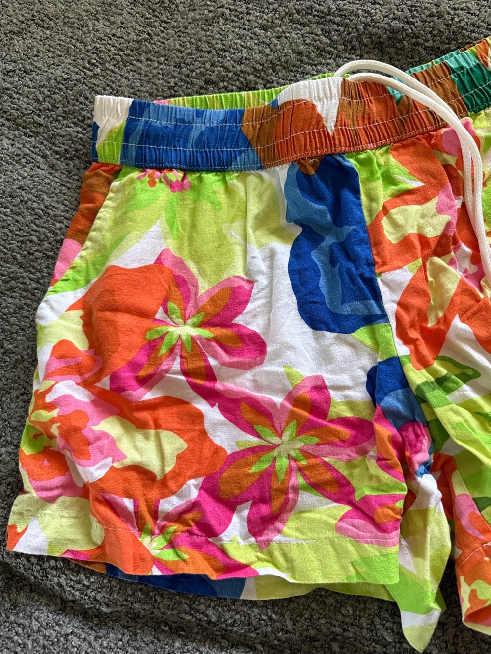 Future Collective Green Floral Drawstring Women’s Shorts - Picture 3 of 6